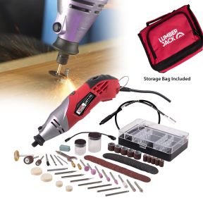 Lumberjack 120 Pc Rotary Tool Accessory Set in Case Universal fit for Dremel etc 
