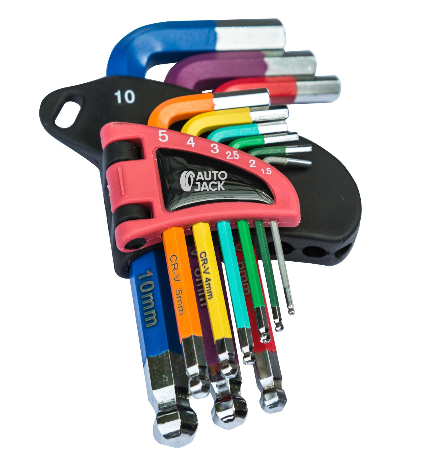 Autojack Mini Ball End Allen Hex Key Set 9Pc Multi Coloured Tools