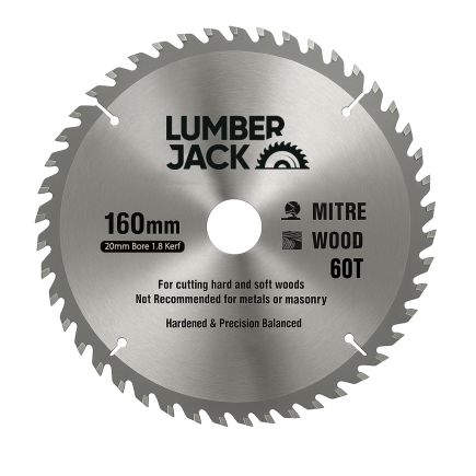 Lumberjack 160mm 60T Trade Circular Saw Blades 20mm Bore