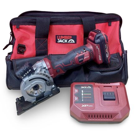Lumberjack 20V Mini Plunge Saw 1x 2Ah Battery, Fast Charger & Carry Bag