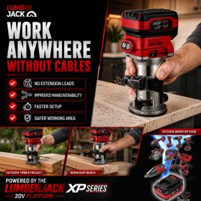 Lumberjack 20V Cordless Brushless Trim Router Kit with 4.0Ah Battery & Fast Charger