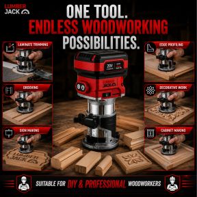 Lumberjack 20V Cordless Brushless Trim Router Kit with 4.0Ah Battery & Fast Charger