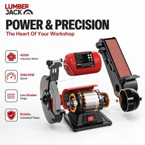 Lumberjack 150mm Bench Grinder with 50mm Belt Sander & LED Work Light