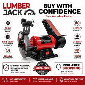 Lumberjack 150mm Bench Grinder with 50mm Belt Sander & LED Work Light
