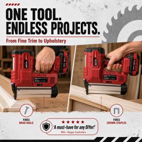 Lumberjack Cordless 20V XPSERIES Nail & Staple Gun Kit Fast Charger and 2Ah Battery with Case