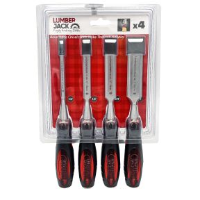 Lumberjack 4 Piece Chisel Set Bevel Edge With Strike Through Cap
