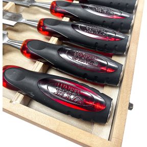 Lumberjack 8 Piece Bevel Edge Chisel Set with Strike Proof Caps Supplied in Wooden Case