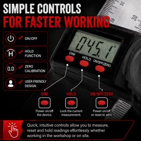 Lumberjack Digital LCD Angle Finder Stainless Steel Rule Trend 200mm Ruler 360 Degree Gauge