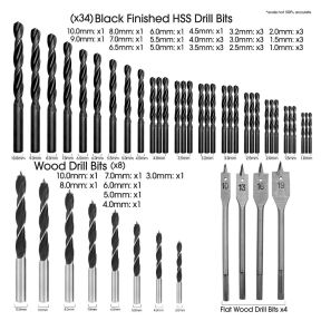 Lumberjack 150 Piece Drill Bit Set HSS Masonry Wood Screwdriver Bits