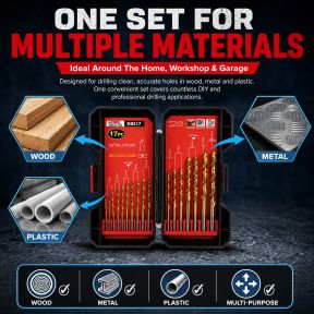 Lumberjack 17 Piece Drill Bit Set HSS Masonry Metal Bits