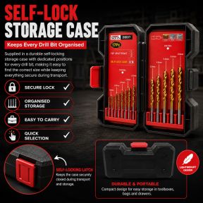 Lumberjack 17 Piece Drill Bit Set HSS Masonry Metal Bits