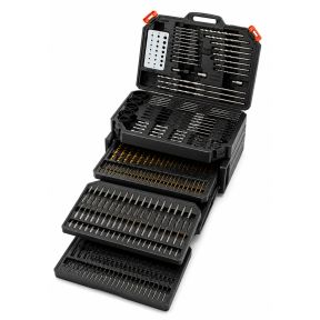 Lumberjack 300Pc HSS Drill Bit Set for Masonry Metal Wood Flat Pozi Bits in Case