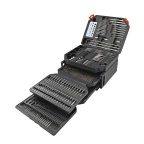 Lumberjack 300Pc HSS Drill Bit Set for Masonry Metal Wood Flat Pozi Bits in Case