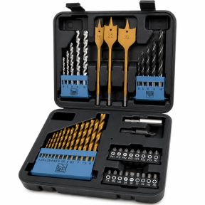 Lumberjack 46 Piece Drill Bit Set HSS Metal Wood Plastic Masonry