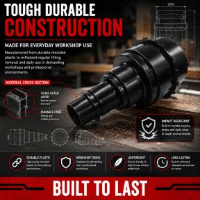 Lumberjack 5 Piece Dust Extractor Adaptor Set Adapts 100 mm Hose to 105 mm, 70 mm, 45 mm, 40 mm & 35 mm Universal Extraction Accessories