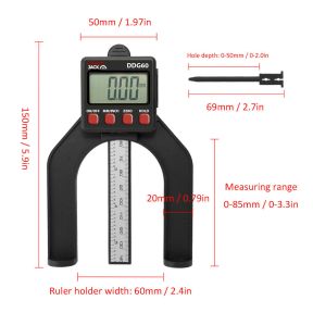 Lumberjack LCD Digital Height Depth Gauge Electronic Caliper Magnetic Ruler Tool 0- 85mm