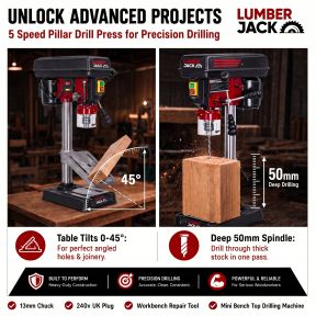 Lumberjack 13mm Bench Top Drill Press 5 Speed Electric Pillar Drills