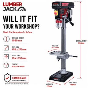 Lumberjack 16mm Bench Top Drill Press 12 Speed Electric Pillar Drills