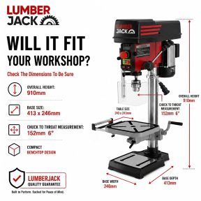 Lumberjack 16mm Bench Top Drill Press Digital Variable Speed Electric Pillar Drills