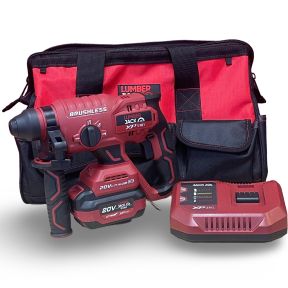 Lumberjack 20V Brushless SDS Drill 1x 4Ah Battery Fast Charger & Small Carry Bag