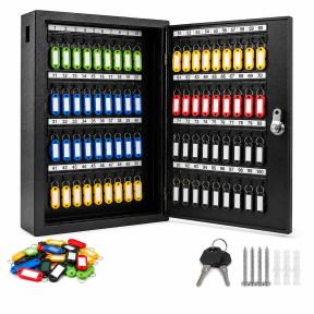 Lumberjack Key Cabinet Secure Storage for 100 Keys with Lock & Adjustable Hooks