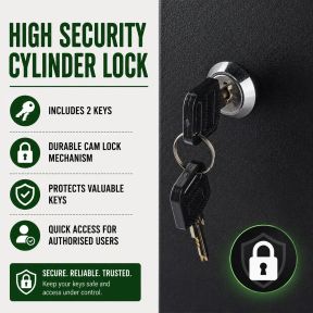 Lumberjack Key Cabinet Secure Storage for 100 Keys with Lock & Adjustable Hooks