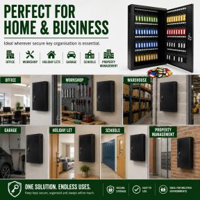 Lumberjack Key Cabinet Secure Storage for 100 Keys with Lock & Adjustable Hooks
