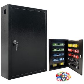Lumberjack Key Cabinet Secure Storage for 100 Keys with Lock & Adjustable Hooks