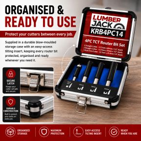 Lumberjack 4Pc TCT Kitchen Router Worktop Bit Set Tools Kit Cutter Laminate Worktop