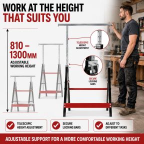 Lumberjack 2 x Lumberjack Folding Work Horse Trestle Saw Adjustable Height Stand 150kg Each