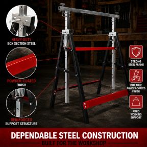 Lumberjack 2 x Lumberjack Folding Work Horse Trestle Saw Adjustable Height Stand 150kg Each