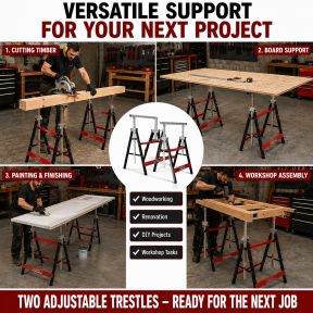 Lumberjack 2 x Lumberjack Folding Work Horse Trestle Saw Adjustable Height Stand 150kg Each