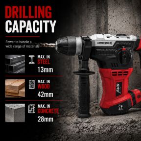 Lumberjack SDS Rotary Hammer Drill 1050W with Drill Bits and Chisel Included