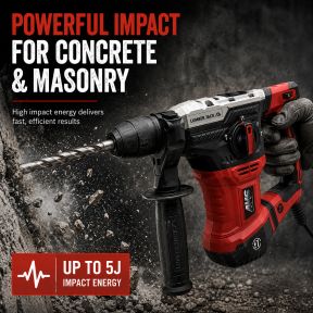 Lumberjack SDS Rotary Hammer Drill 1050W with Drill Bits and Chisel Included