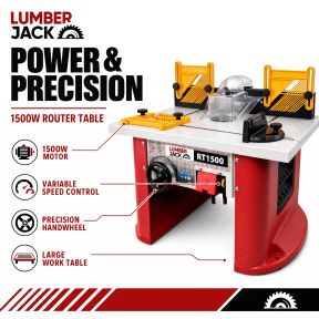 Lumberjack 1500W Variable Speed Bench Top Router Table with Integrated Motor Routing
