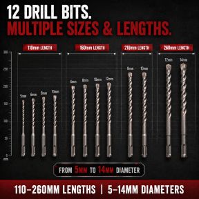 Lumberjack 17 Piece SDS Plus Drill Bit & Chisel Set in Metal Storage Case