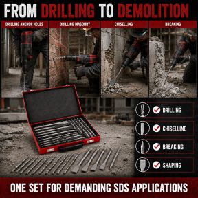 Lumberjack 17 Piece SDS Plus Drill Bit & Chisel Set in Metal Storage Case