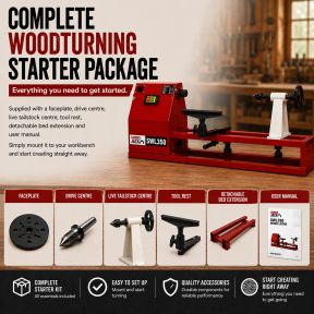Lumberjack 350mm Starter Wood Lathe Variable Speed Woodturning Tool
