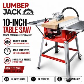 Lumberjack Powerful 1800W Table Saw 254mm with Side Extensions & 10