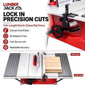 Lumberjack Powerful 1800W Table Saw 254mm with Side Extensions & 10