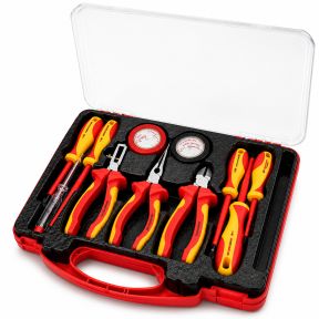 Lumberjack 11PCS VDE Insulated Electricians Tool Set, Includes Pliers Screwdrivers Wire Stripper Electrical Tester & Tapes