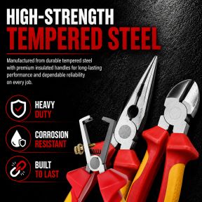 Lumberjack 11PCS VDE Insulated Electricians Tool Set, Includes Pliers Screwdrivers Wire Stripper Electrical Tester & Tapes