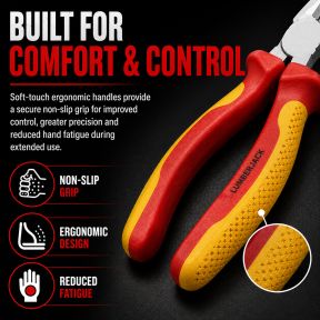 Lumberjack 11PCS VDE Insulated Electricians Tool Set, Includes Pliers Screwdrivers Wire Stripper Electrical Tester & Tapes
