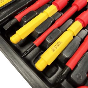 Lumberjack 13 Piece VDE Insulated Electrician Screwdriver Set, 1000V Rated Magnetic Tips Chrome Vanadium Steel, Includes Voltage Tester & Carry Case