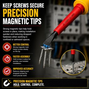 Lumberjack 13 Piece VDE Insulated Electrician Screwdriver Set, 1000V Rated Magnetic Tips Chrome Vanadium Steel, Includes Voltage Tester & Carry Case