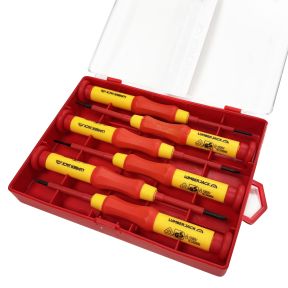 Lumberjack 6pc Insulated Precision Screwdriver Set VDE Certified, Soft Grip Handles, Chrome Vanadium Steel, Phillips & Flat Profile for Electrical Work