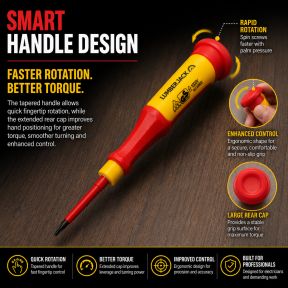 Lumberjack 6pc Insulated Precision Screwdriver Set VDE Certified, Soft Grip Handles, Chrome Vanadium Steel, Phillips & Flat Profile for Electrical Work