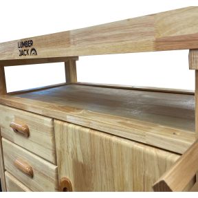 Lumberjack Woodworking Bench with 3 Drawers On-board Cabinet and 2 Vices