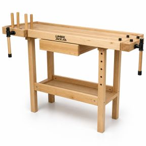 Lumberjack Heavy Duty Solid Wooden Woodworking Work Bench Drawer 2 Vice