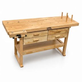 Lumberjack Heavy Duty Solid Wooden Woodworking Work Bench 4 Drawers & Vice
